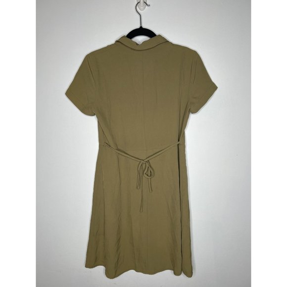 Everlane Japanese Goweave Notch Shirt Dress Women's Size 4 Green Short Sleeve - Picture 4 of 7